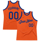 Custom Orange Royal Authentic Throwback Basketball Jersey