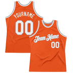 Custom Orange White-Gray Authentic Throwback Basketball Jersey
