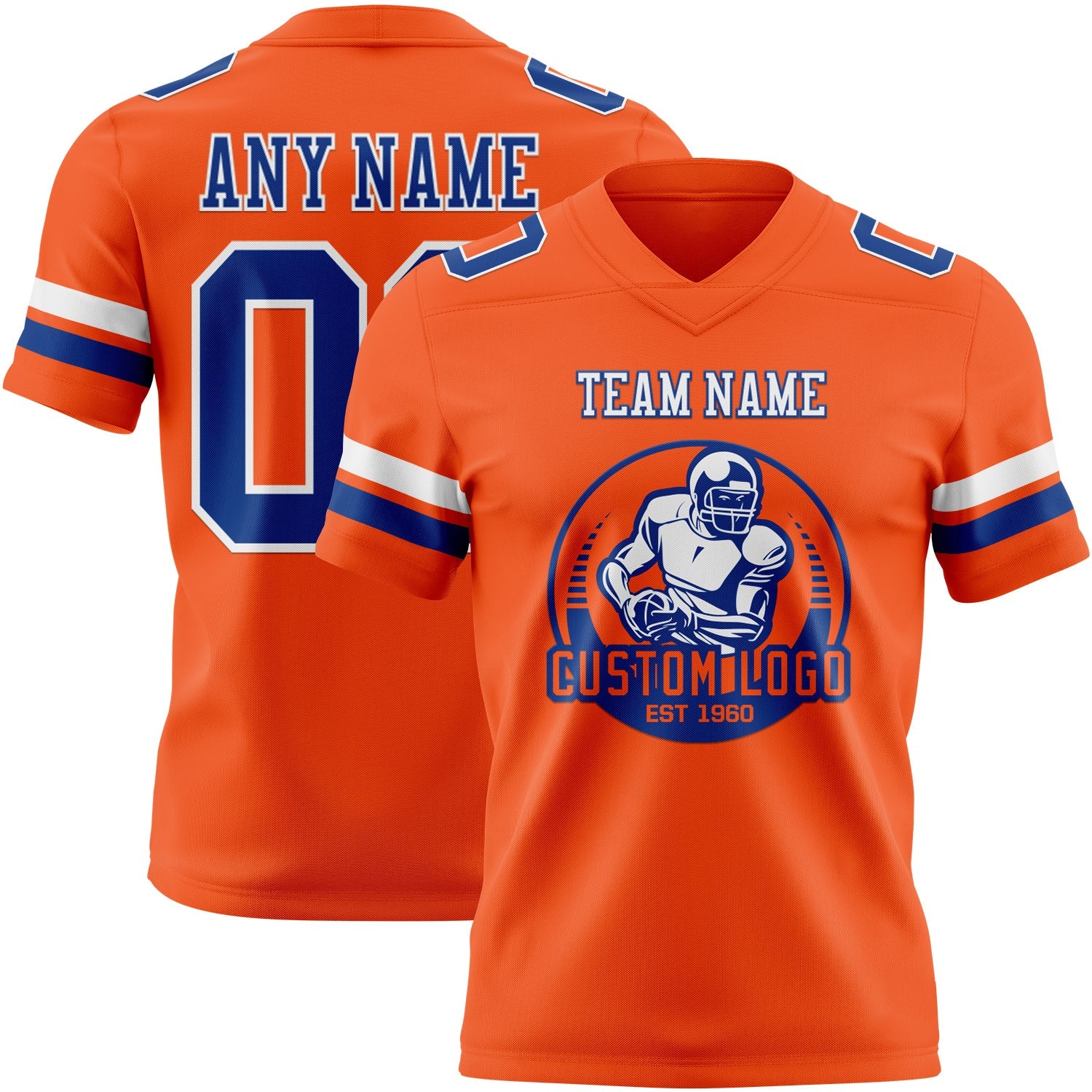 Custom Orange Royal-White Authentic Football Jersey