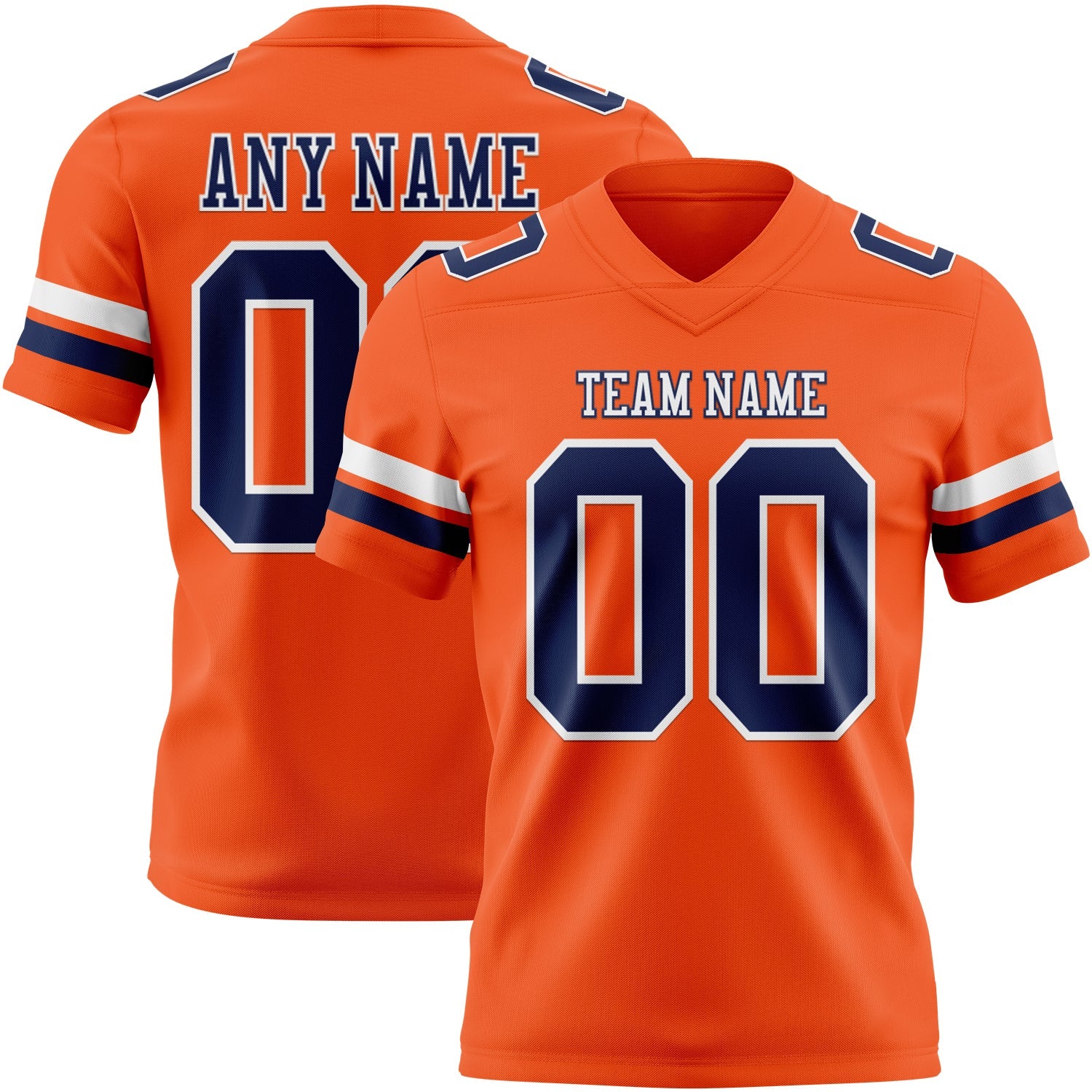 Custom Orange Navy-White Authentic Football Jersey