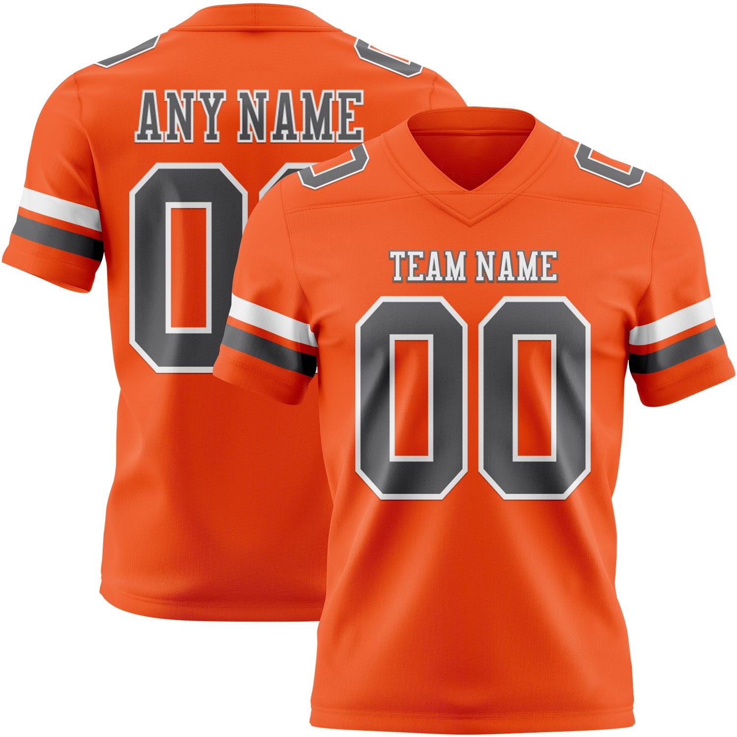 Custom Orange Steel Gray-White Authentic Football Jersey