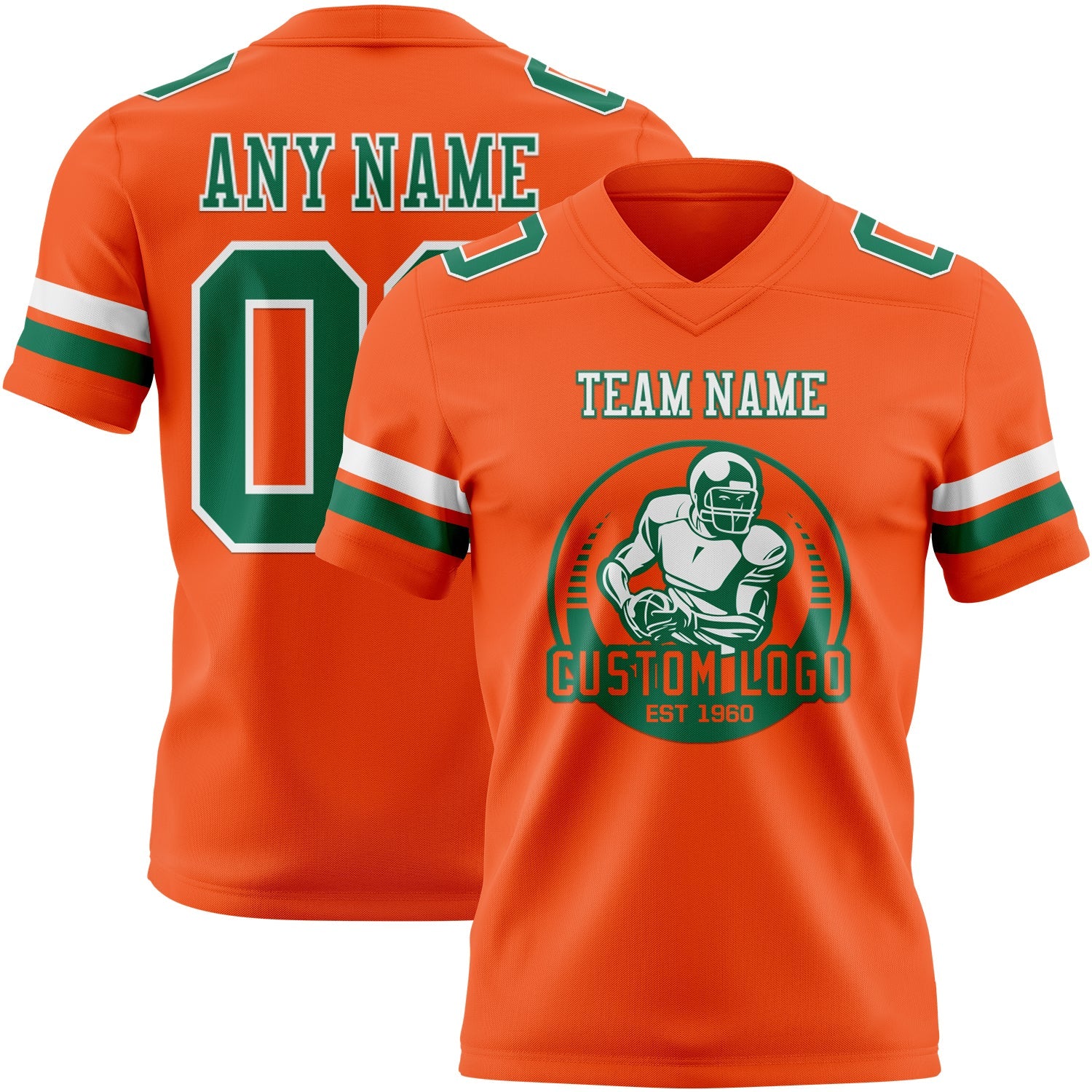 Custom Orange Kelly Green-White Authentic Football Jersey