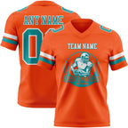 Custom Orange Teal-White Authentic Football Jersey