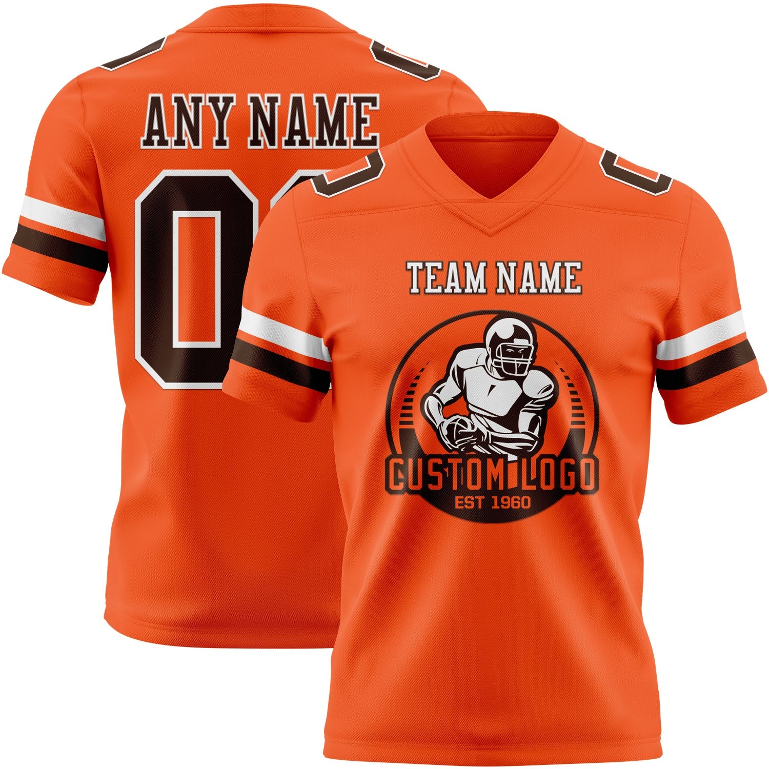 Custom Orange Brown-White Authentic Football Jersey