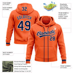 Custom Stitched Orange Navy-White Baseball Pullover Sweatshirt Hoodie