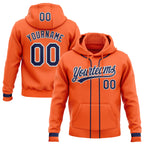 Custom Stitched Orange Navy-White Baseball Pullover Sweatshirt Hoodie