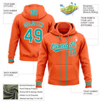 Custom Stitched Orange Aqua-White Baseball Pullover Sweatshirt Hoodie