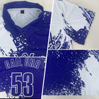 Custom White Royal 3D Pattern Design Abstract Brush Stroke Performance Polo Shirt