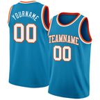Custom Panther Blue White-Orange Authentic Basketball Jersey