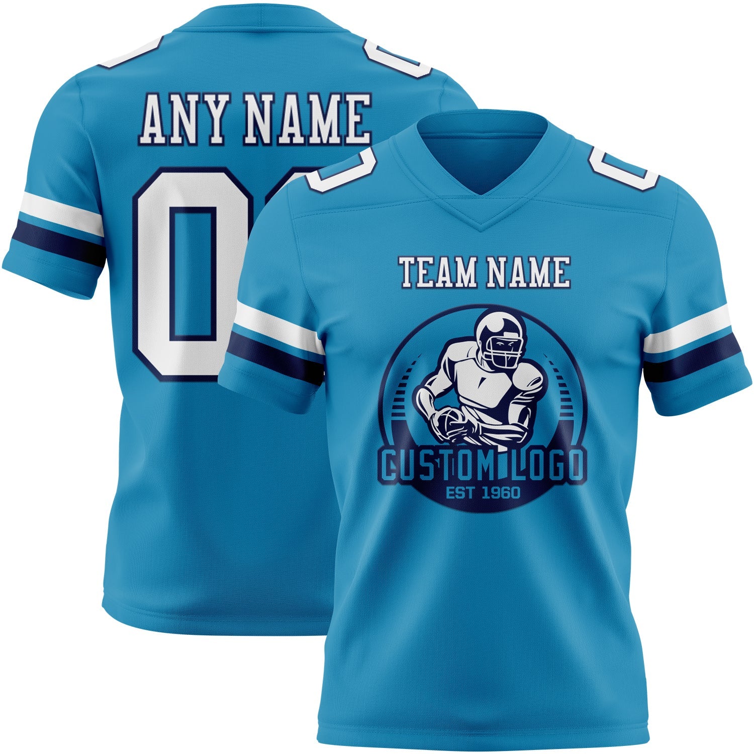 Custom Panther Blue White-Navy Authentic Football Jersey