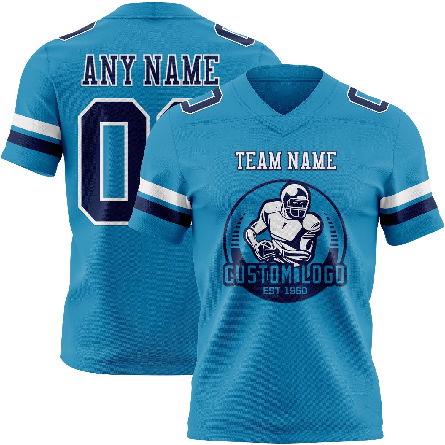 Custom Panther Blue Navy-White Authentic Football Jersey