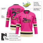 Custom Pink Vintage USA Flag Black-Cream Hockey Lace Neck Jersey