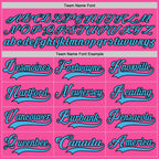 Custom Pink Sky Blue-Black Hockey Lace Neck Jersey