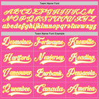 Custom Pink White-Gold Hockey Lace Neck Jersey