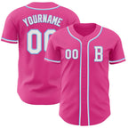 Custom Pink White-Light Blue Authentic Baseball Jersey