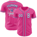 Custom Pink White-Royal Authentic Baseball Jersey