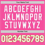 Custom Pink White-Neon Green Authentic Throwback Basketball Jersey