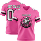 Custom Pink White-Black Authentic Football Jersey