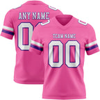 Custom Pink White-Purple Authentic Football Jersey