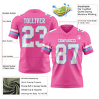 Custom Pink White-Light Blue Authentic Football Jersey