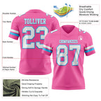 Custom Pink White-Sky Blue Authentic Football Jersey