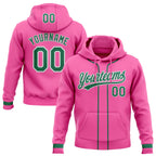 Custom Stitched Pink Kelly Green-White Baseball Pullover Sweatshirt Hoodie