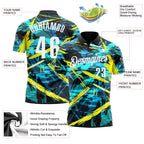 Custom Black White 3D Bowling Abstract Grunge Art Performance Polo Shirt