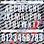 Custom Gray Black Red-Light Blue 3D Bowling Line Performance Polo Shirt