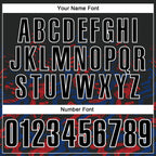 Custom Black Royal-Red 3D Bowling Abstract Grunge Art Performance Polo Shirt