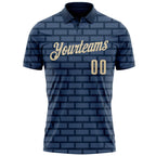 Custom Navy Cream 3D Cornhole Performance Polo Shirt