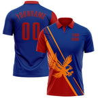 Custom Royal Red-Bay Orange 3D Pattern Design Animal Eagle Performance Polo Shirt