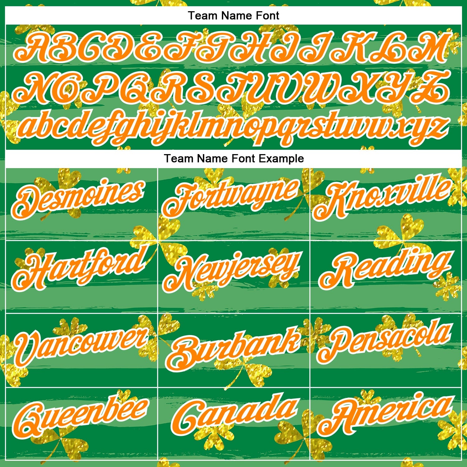 Custom Kelly Green Bay Orange-White 3D St. Patrick's Day Shamrock Performance Polo Shirt