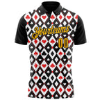 Custom Black Gold-White 3D Gambling Poker Performance Polo Shirt