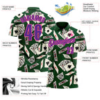 Custom Green Purple-Pink 3D Gambling Poker Performance Polo Shirt