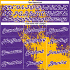 Custom Gold Purple-White 3D Pattern Design Abstract Brush Stroke Performance Polo Shirt