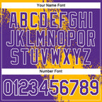 Custom Gold Purple-White 3D Pattern Design Abstract Brush Stroke Performance Polo Shirt