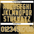 Custom Old Gold Black-White 3D Pattern Design Abstract Brush Stroke Performance Polo Shirt