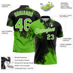 Custom Aurora Green Black-White 3D Pattern Design Abstract Brush Stroke Performance Polo Shirt