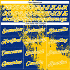 Custom Yellow Royal-White 3D Pattern Design Abstract Brush Stroke Performance Polo Shirt