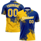 Custom Yellow Royal-White 3D Pattern Design Abstract Brush Stroke Performance Polo Shirt