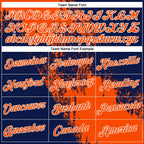 Custom Orange Navy-White 3D Pattern Design Abstract Brush Stroke Performance Polo Shirt