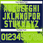 Custom Neon Green Navy-White 3D Pattern Design Abstract Brush Stroke Performance Polo Shirt