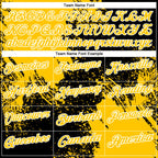 Custom Yellow Black-White 3D Pattern Design Abstract Brush Stroke Performance Polo Shirt