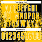 Custom Yellow Black-White 3D Pattern Design Abstract Brush Stroke Performance Polo Shirt