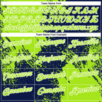 Custom Neon Green Navy-White 3D Pattern Design Abstract Brush Stroke Performance Polo Shirt