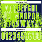 Custom Neon Green Navy-White 3D Pattern Design Abstract Brush Stroke Performance Polo Shirt