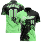 Custom Pea Green Black-White 3D Pattern Design Abstract Brush Stroke Performance Polo Shirt