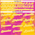 Custom Yellow Deep Pink-White 3D Pattern Design Abstract Brush Stroke Performance Polo Shirt