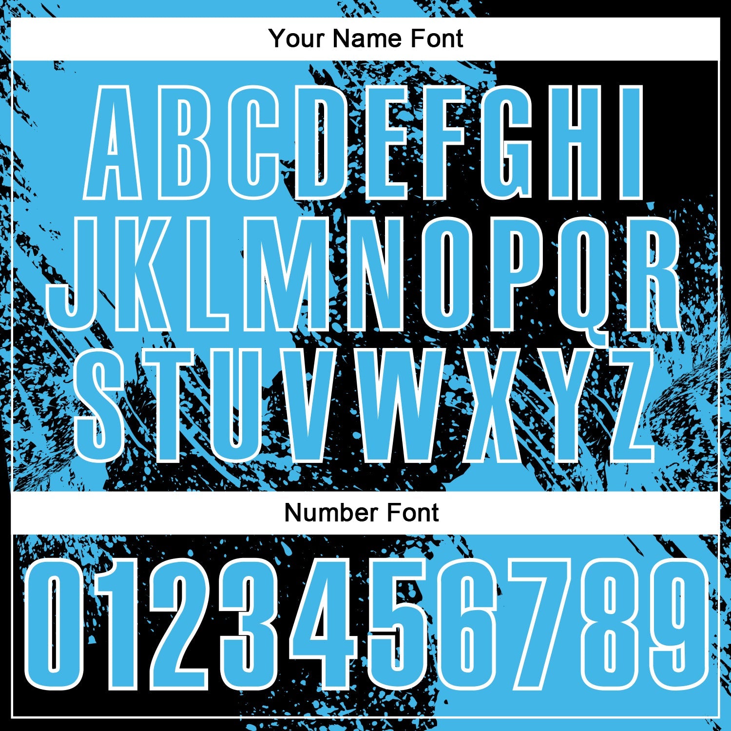 Custom Sky Blue Black-White 3D Pattern Design Abstract Brush Stroke Performance Polo Shirt