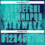 Custom Aqua Navy-White 3D Pattern Design Abstract Brush Stroke Performance Polo Shirt